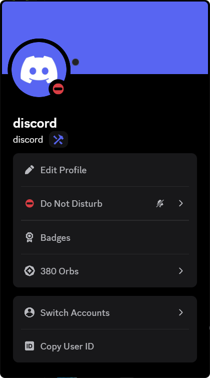 A Discord profile popout
